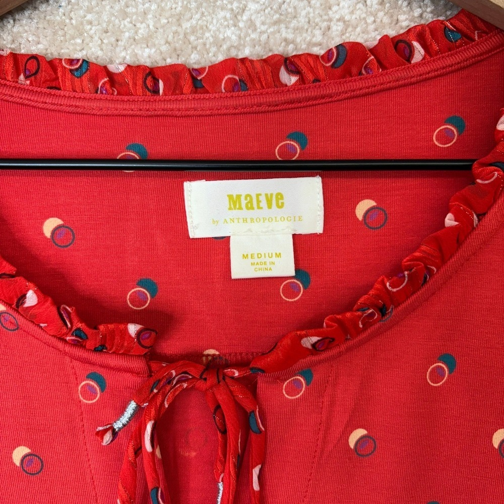 Anthropologie Maeve Peasant Blouse Top‎ Size Medium Ruffle Jacquin Anthro - Picture 7 of 10